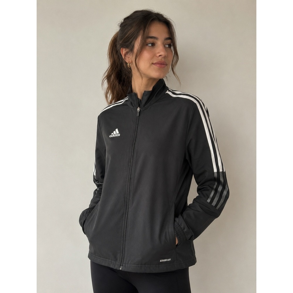 Adidas Women's Tiro Windbreaker Jacket Small Black Soccer Athleisure Sporty Chic